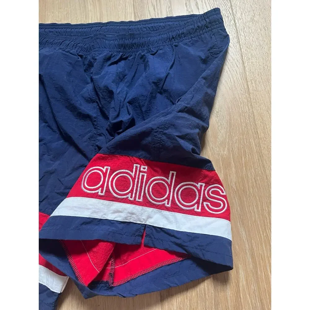 Vintage 90s ADIDAS Men's Red White Blue Mens Soccer Shorts L Retro Athleisure